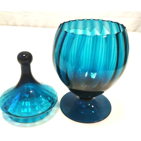 Blue Art Glass Piece Mid-Century Empoli Italian Turquoise Hand Blown, Hand Made - Picture 3 of 11